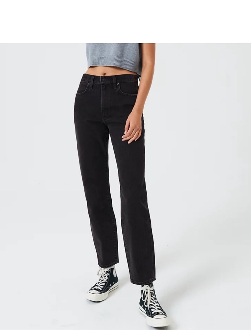 Sunday Best Straight High-Rise Mom Jeans — Black
